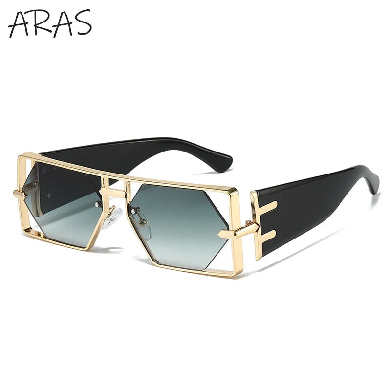 Steampunk Rectangle Sunglasses Women Men 2026 Luxury Hollow Metal Frame Sun Glasses Vintage Punk Hexagon Eyewear UV400...
