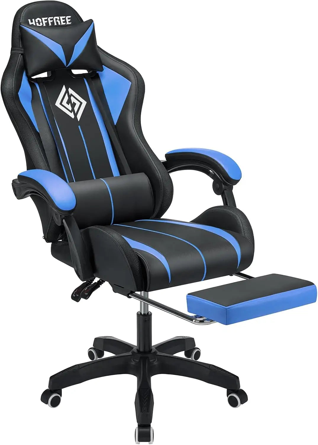 RGB Gaming Chair with Speakers Massage Computer Gaming Chair with LED Lights and Footrest High Back Video Game Chair