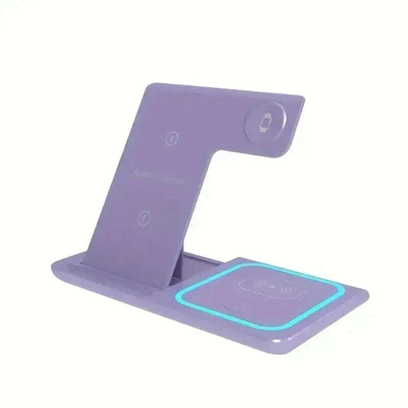 Desktop 3 In 1 Wireless Charger Stand Pad Foldable Phone Fast Charging Station Holder For iPhone 16 15 14 Pro Max iWatch Airpods