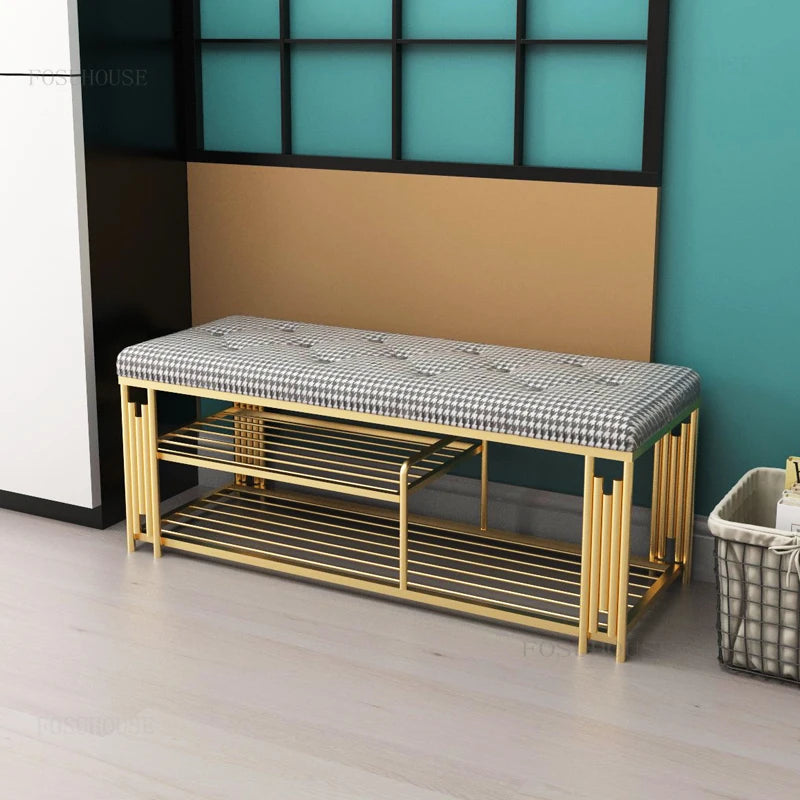 Fashion Cloakroom Hotel Shoe Changing Stools Light Luxury Living Room Storage Ottomans Creative Household Furniture Shoe Shelf T - Kimlud