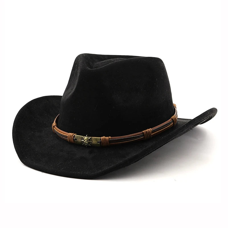 Suede Western Cowboy Hat For Men Women Vintage Rolled Brim Felt Jazz Hats Outdoor Travel Knight Hats | Kimlud Outdoor...