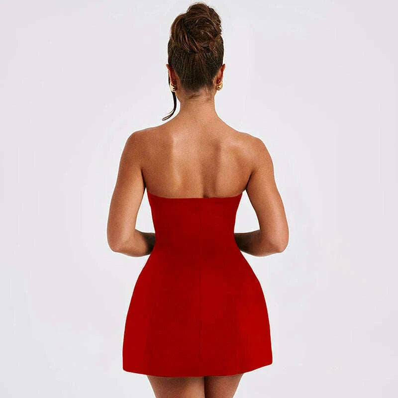 Sexy A-Line Dress Women's Summer New Solid Sexy Sleeveless Off Shoulder Bodycon Dresses Fashion Elegant Club Party Lady Dresses