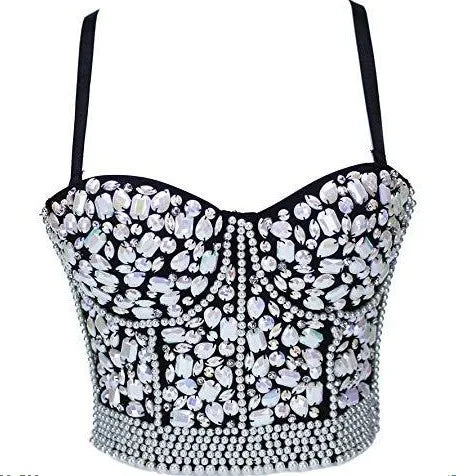 Quality Pearl Tank Tops Rhinestone Women Crop Top Club Clothes Streetwear Y2K Corset Woman Shaper Camis Fashion Feamale Clothing