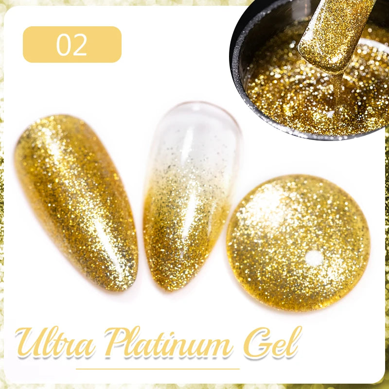 7.5ML Sparkling Reflective Glitter Gel Nail Polish Pink Purple Red Blue Colors Dark Flashing Nail Gel Soak Off UV Nail Varnish