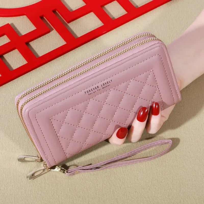 Long Women's Wallet Female Purses Tassel Coin Purse Card Holder Wallets Double Zipper Pu Leather Clutch Luxury Money Phone Bag