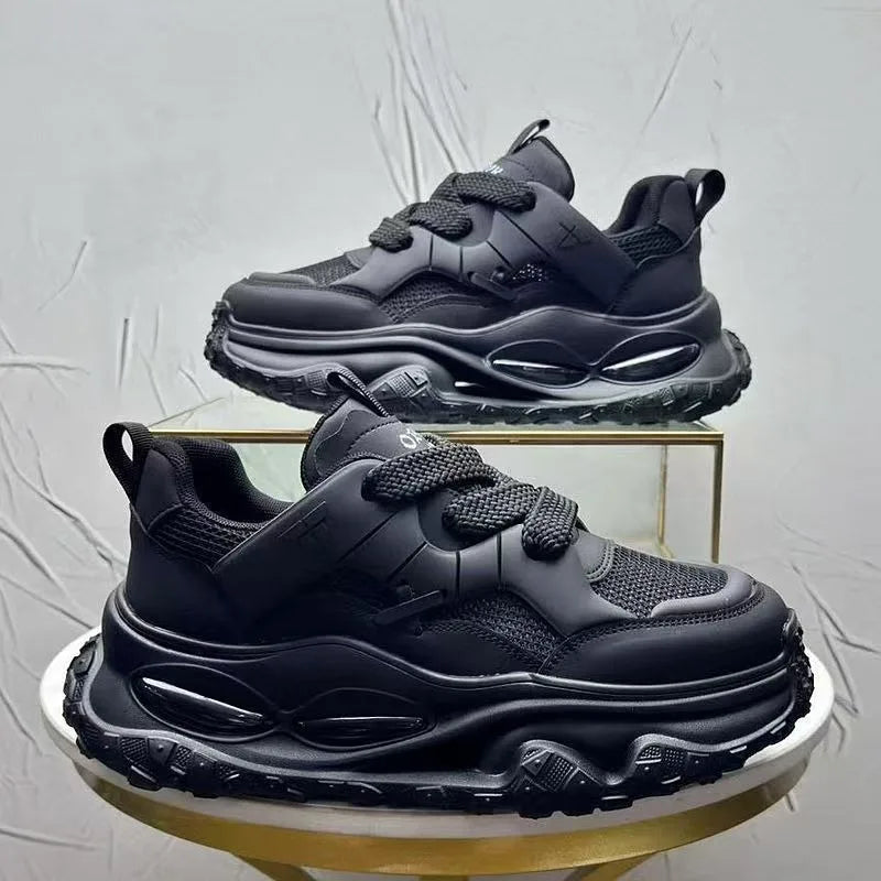 Men Breathable Mesh Casual Running Shoes Inner Elevation Thick Sole Shock-absorption Outdoor Teen Trend Unky Sneakers
