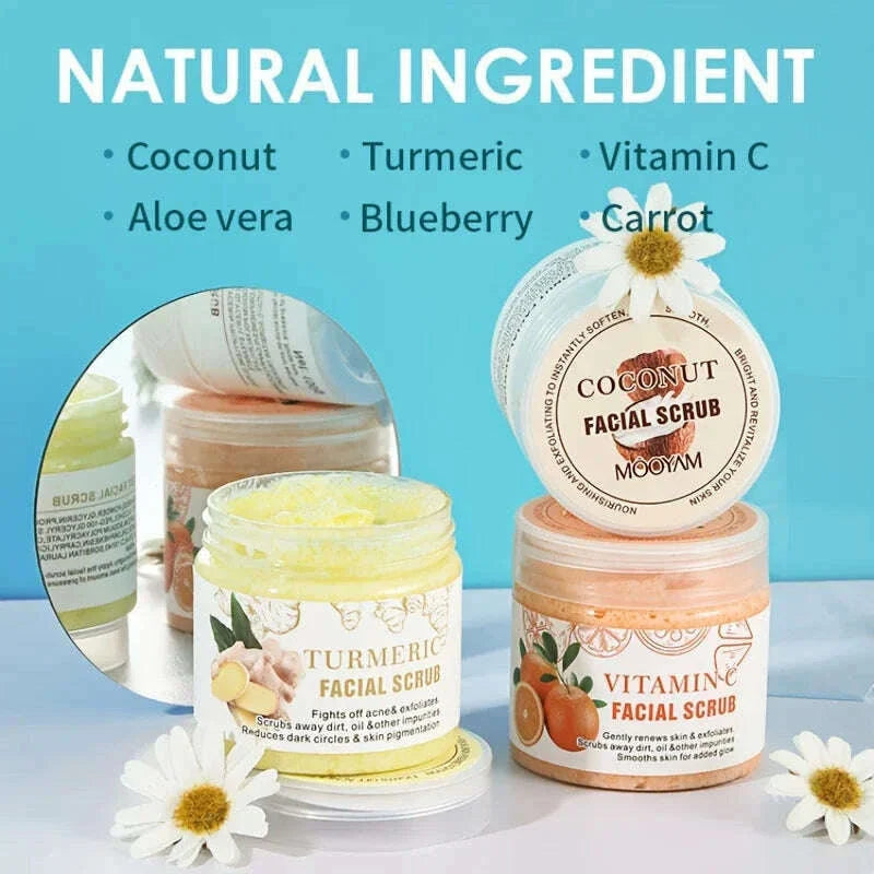 Turmeric Face Scrub Aloe Vera Vitamin C Exfoliating Body Scrub Coconut Blueberry Facial Scrub Nourishing Exfoliator Skin Care