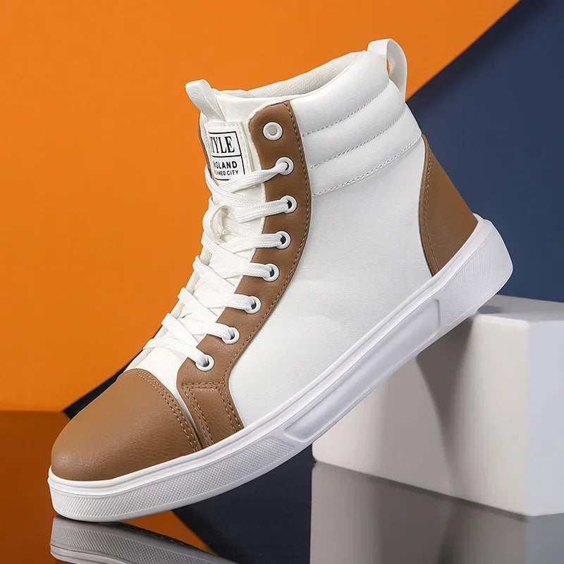 Men Women Skateboard Shoes High Top Unisex Lightweight Waterproof Sneakers Non-Slip Durable PU Casual Street Footwear