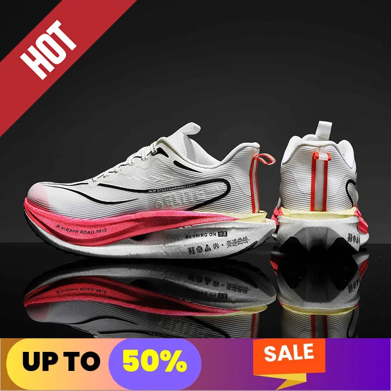 Fluorescence Running Shoes CarbonBoard Marathon Men Sports Breathable Women's Comfortable Athletic Sneakers Soft Wear Resistant