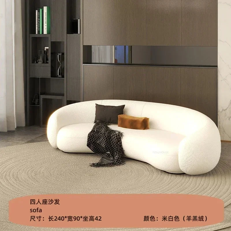 Curved Living Room Sofas Designer Beauty Salon Sofa Clothing Store Rest Area Reception Sofa Cream Style Living Room...