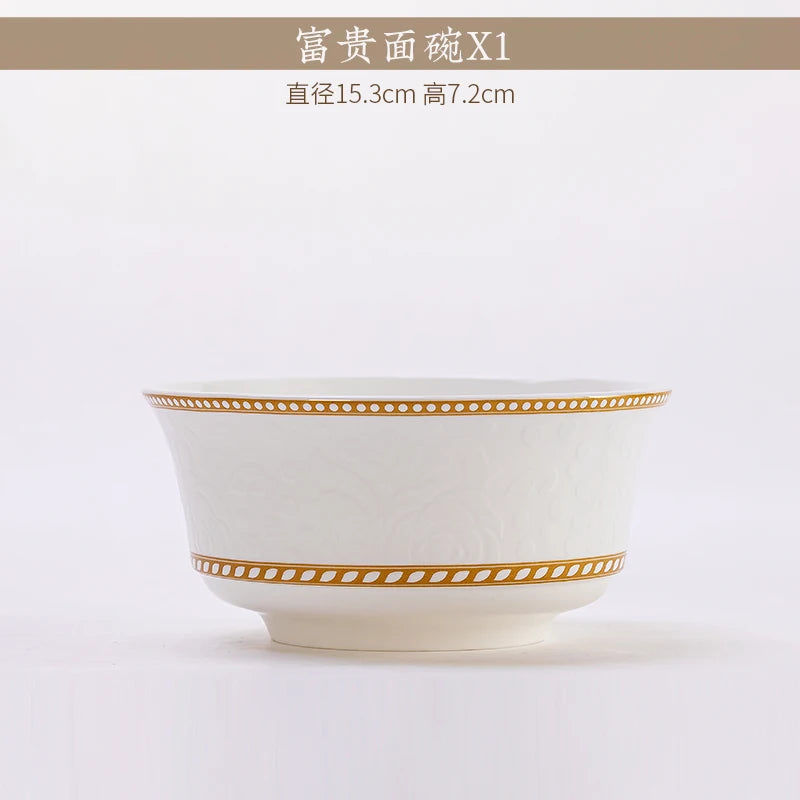 2025 New Jingdezhen Dishes Tableware Free Combination Household High-grade Bone China Tableware Housewarming Relief Rose