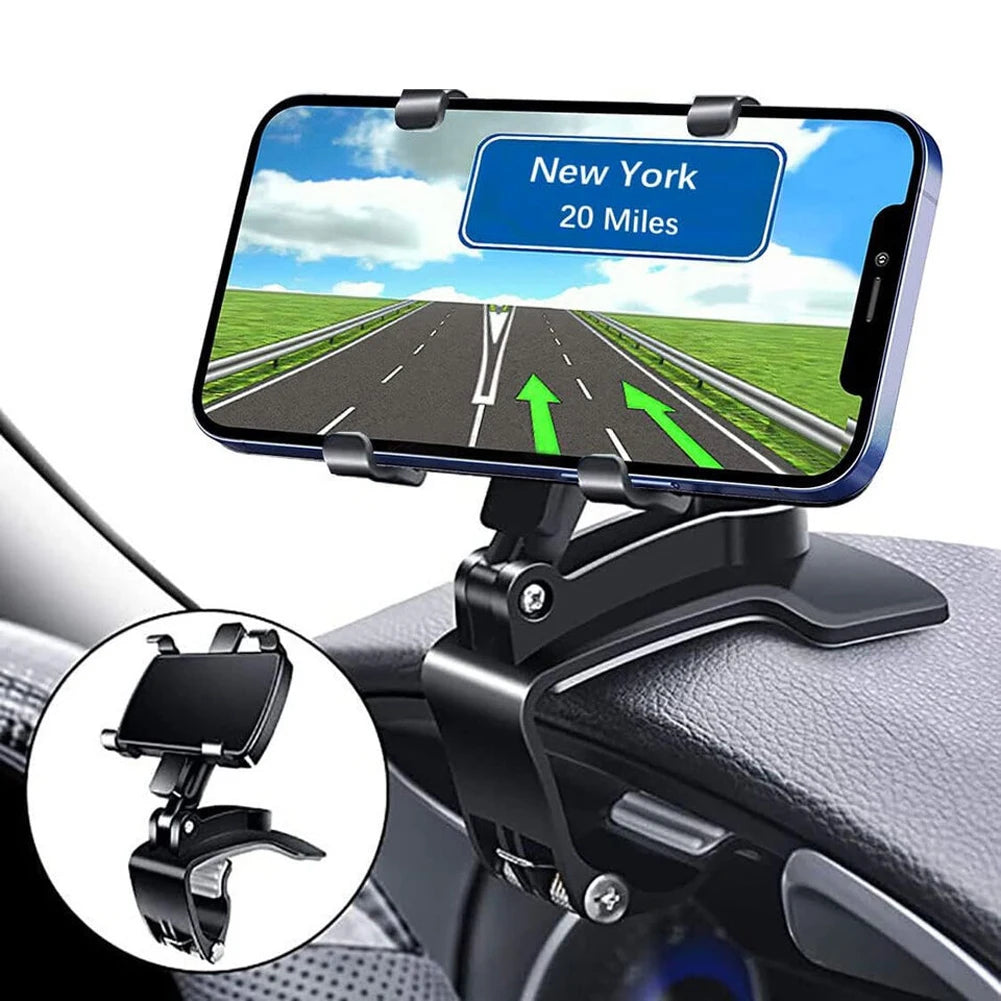 Multi-function Instrument Cluster Phone Holder 360 Degree Rotating Dashboard Adjustable Spring Clip Cell Phone Holder Foldable