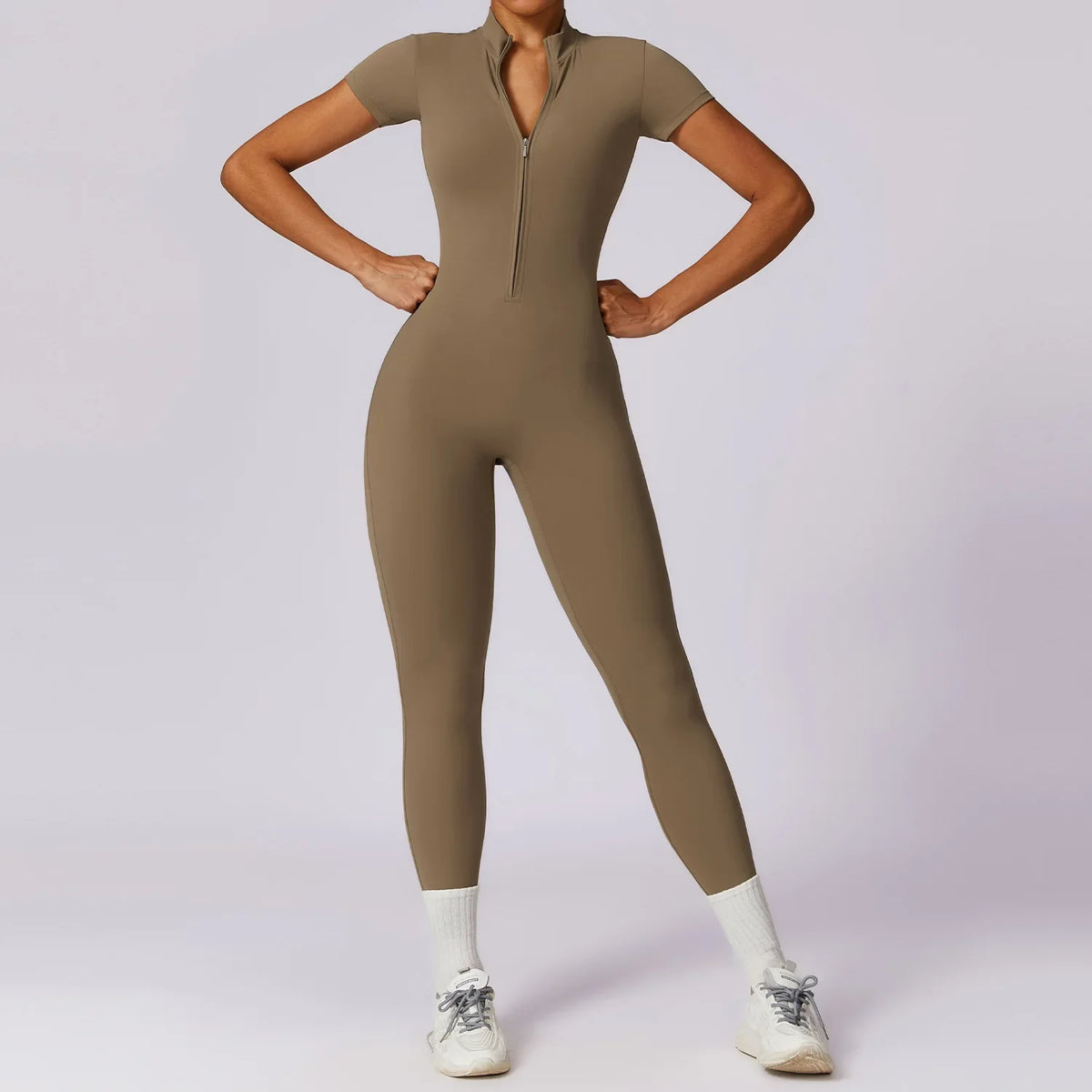 Yoga Jumpsuit Women Seamless Sports Zipper Jumpsuit Set Gym Long Sleeve Fitness Suit Elastic Gym Workout Bodysuit Athletic Wear - Kimlud