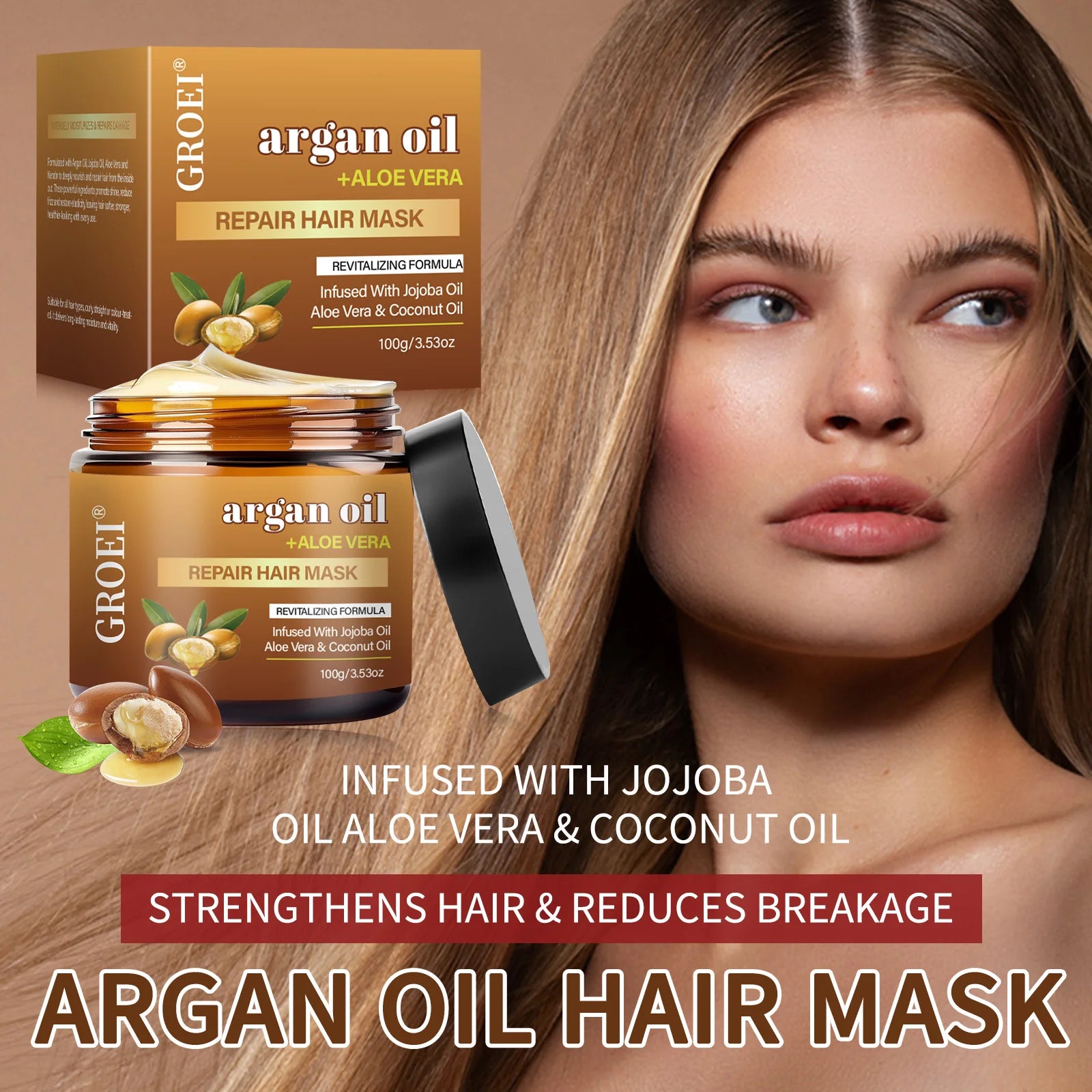 100G Argan Oil Hair Mask – Deep Repair and Hydration Treatment Restores Strength, Shine, and Elasticity for All Hair...