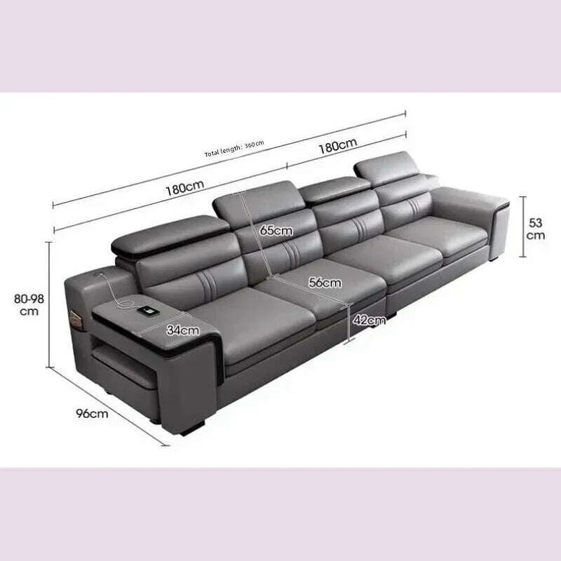Large Apartment Chaise Leather Sofa Combination Set Modern Light Luxury Living Room Sofas Creative Office Comfortable Large Sofa