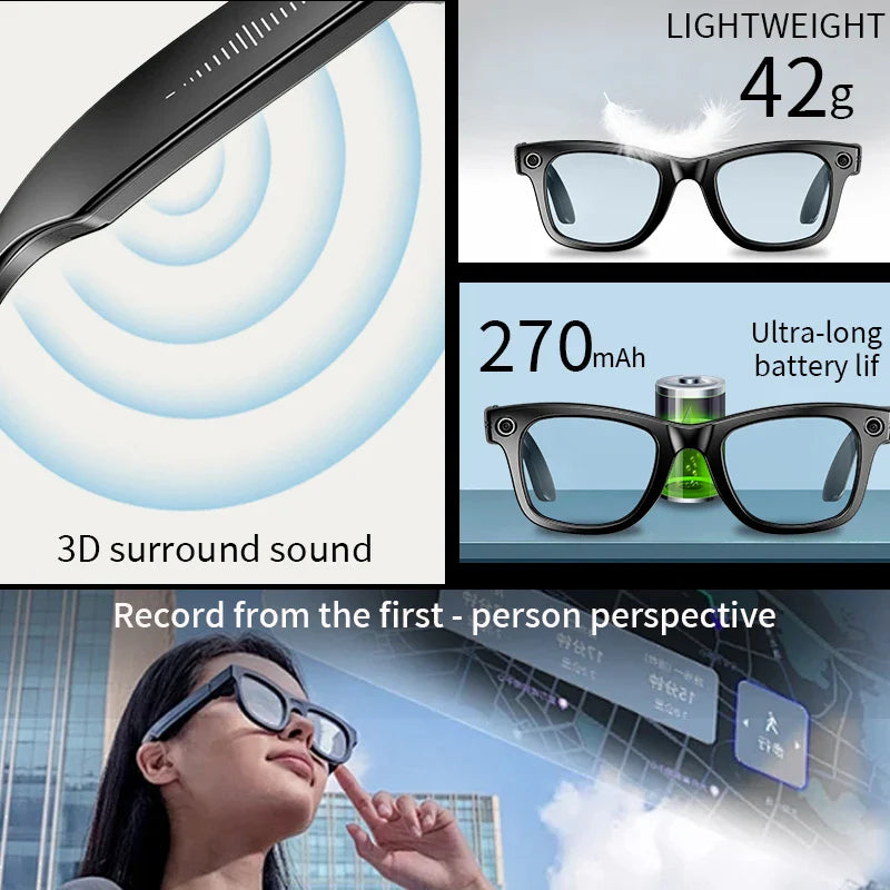 New 800W HD Camera AI Smart Glasses Ultra Clear Video Recording Photo WIFI Image Transmission Sunglasses Anti-blue Light Glasses
