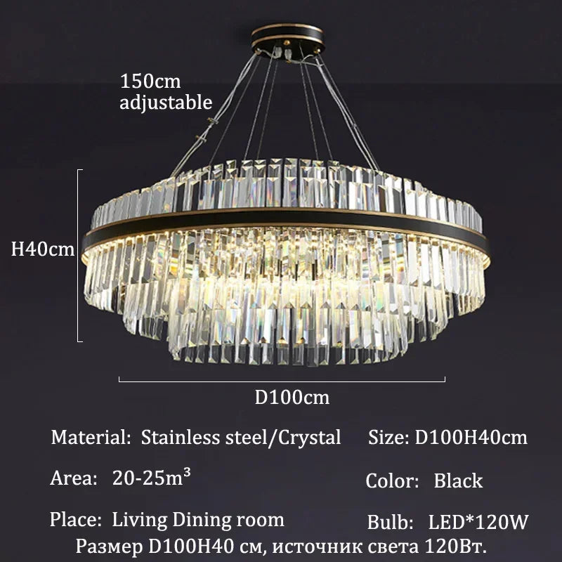 Modern Luxury Crystal Chandeliers Living Dining Room Bedroom Home Decor Pendant Lamp Duplex Villa Lustre Hanging Light Fixture - Kimlud