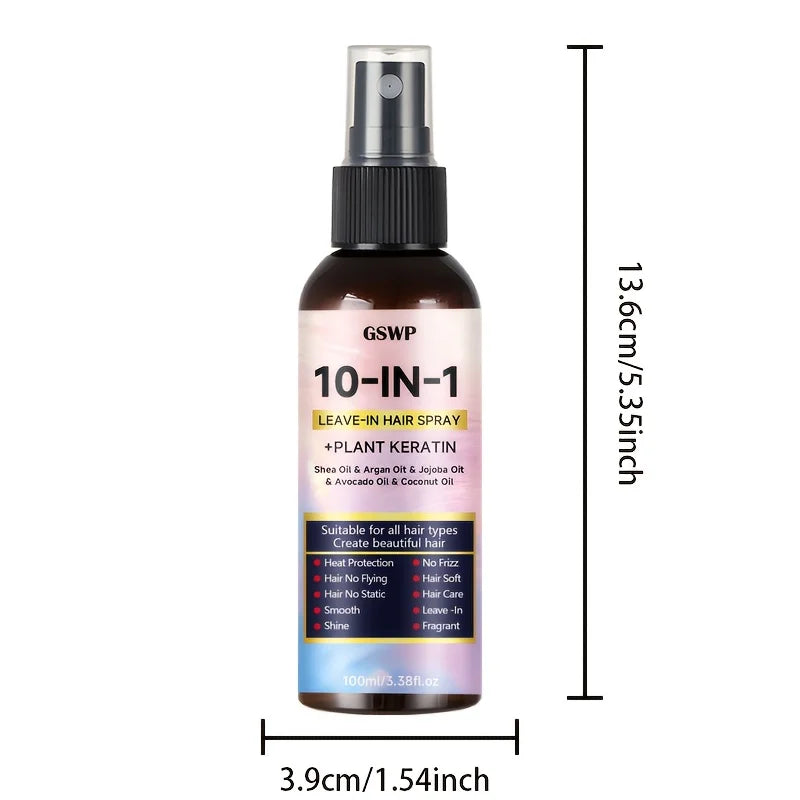 GSWP 10-in-1 Leave-in Hair Spray contains Moroccan argan oil and castor oil, providing heat protection and deep...