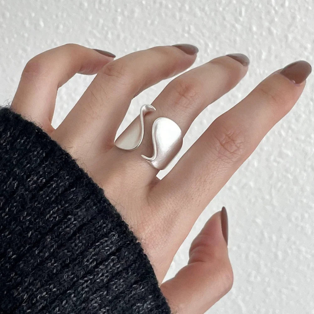 925 Sterling Silver Rings for Women Couple Minimalist Handmade Simple Big Open Ring Party Prevent Allergy Jewelry...