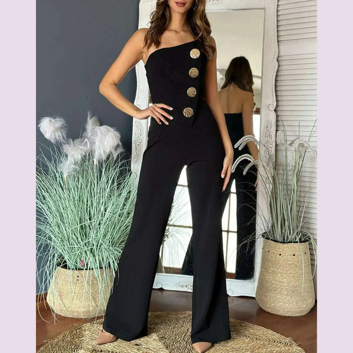 Elegant Jumpsuit for Women Dressy Sexy Off Shoulder Wide Leg Pant Suit One Piece Party Outfits Wide Leg Pant Suit houlder Wide