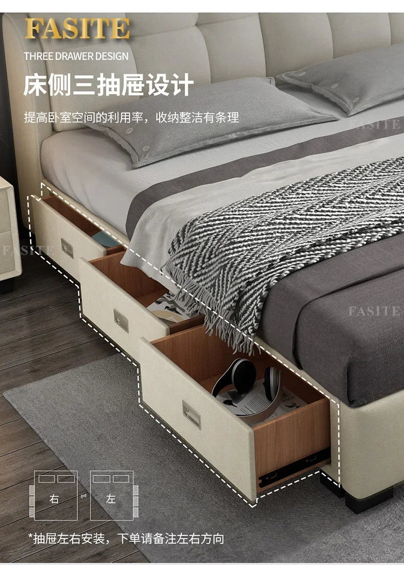Premium High-quality New Arrival Technology Fabric Bed Small Unit, Master Bedroom, Large Bed, Light Luxury Nordic Fabric Bed