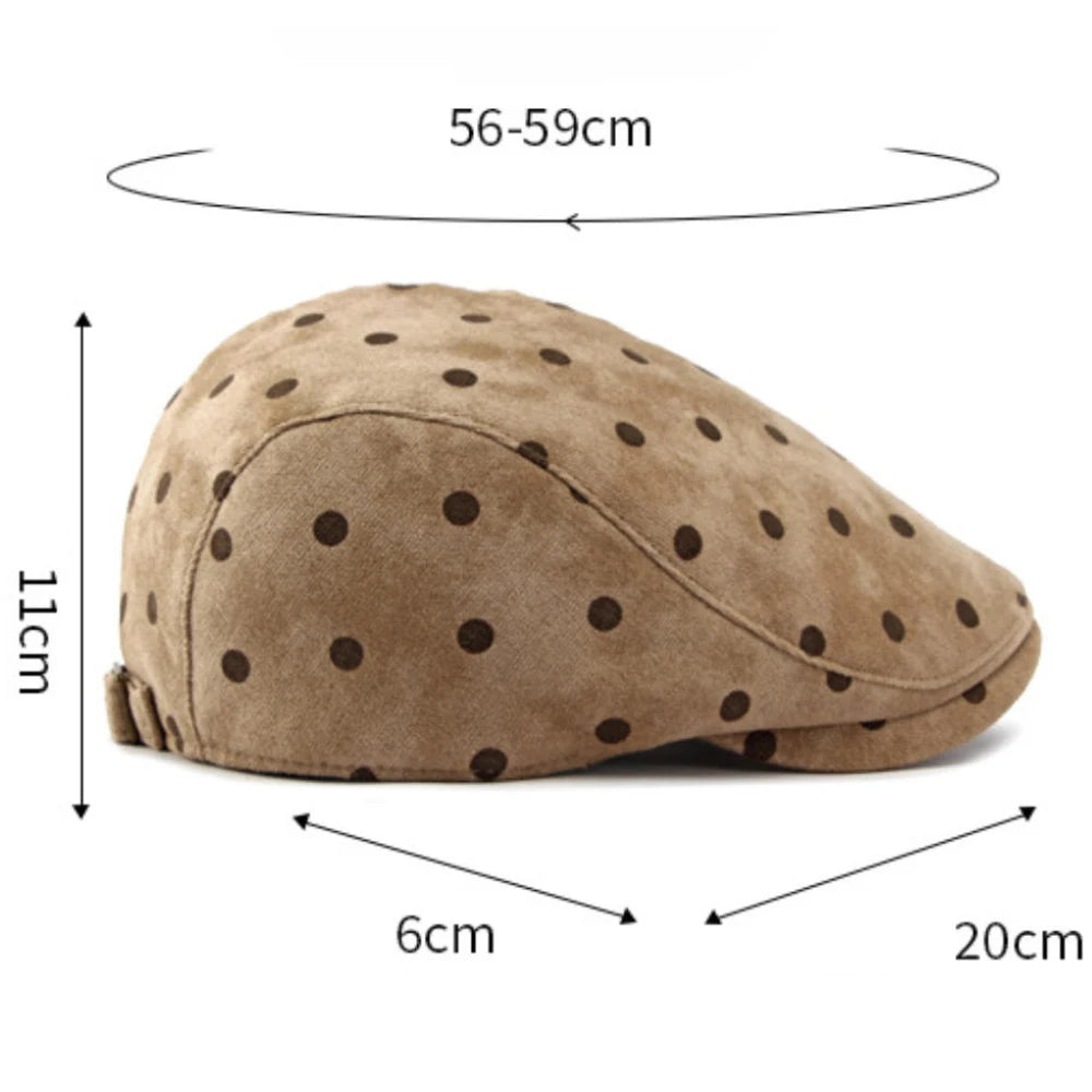 HT5153 Berets for Men Women Retro Artist Painter Beret Hat Male Female Dots Adjustable Ivy Flat Cap Autumn Faux Suede Beret Cap