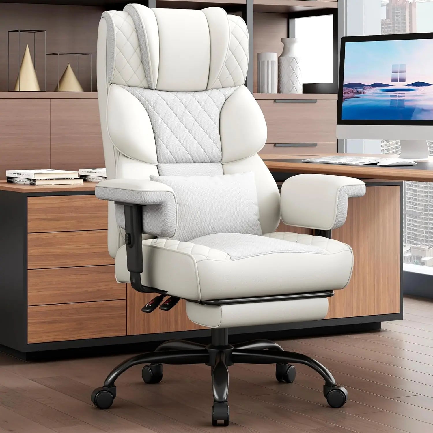 Big and Tall Office Chair, Computer Chair with Soft Adjustable Armrests, Ergonomic High Back Gaming Chair with Lumbar Support