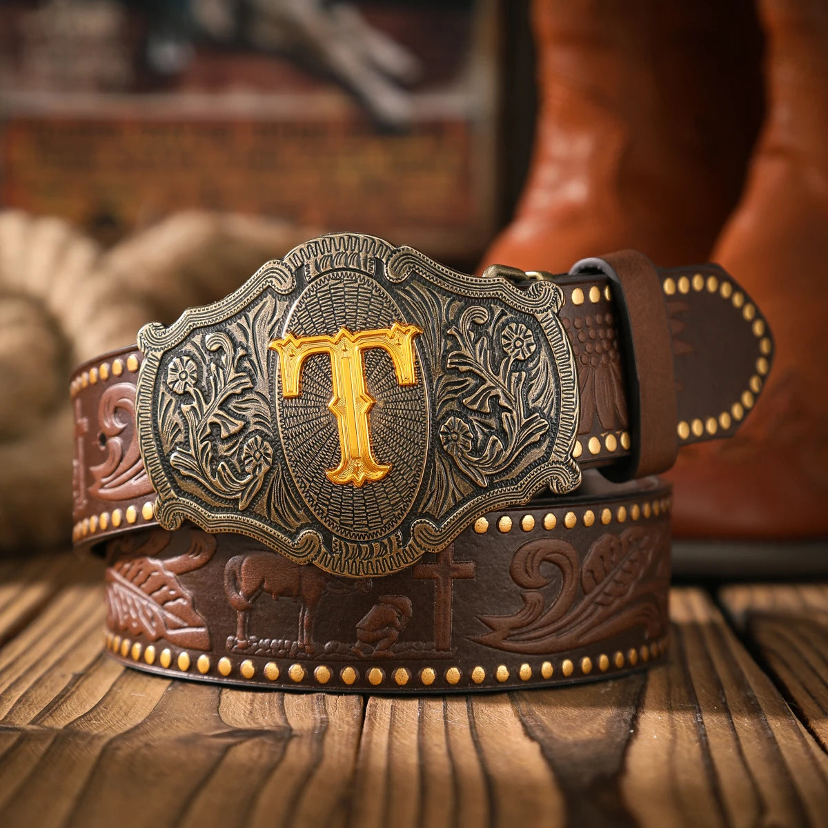 A casual and retro belt, a waist accessory for Western-style clothing, metal buckle, PU belt, suitable for both men and...