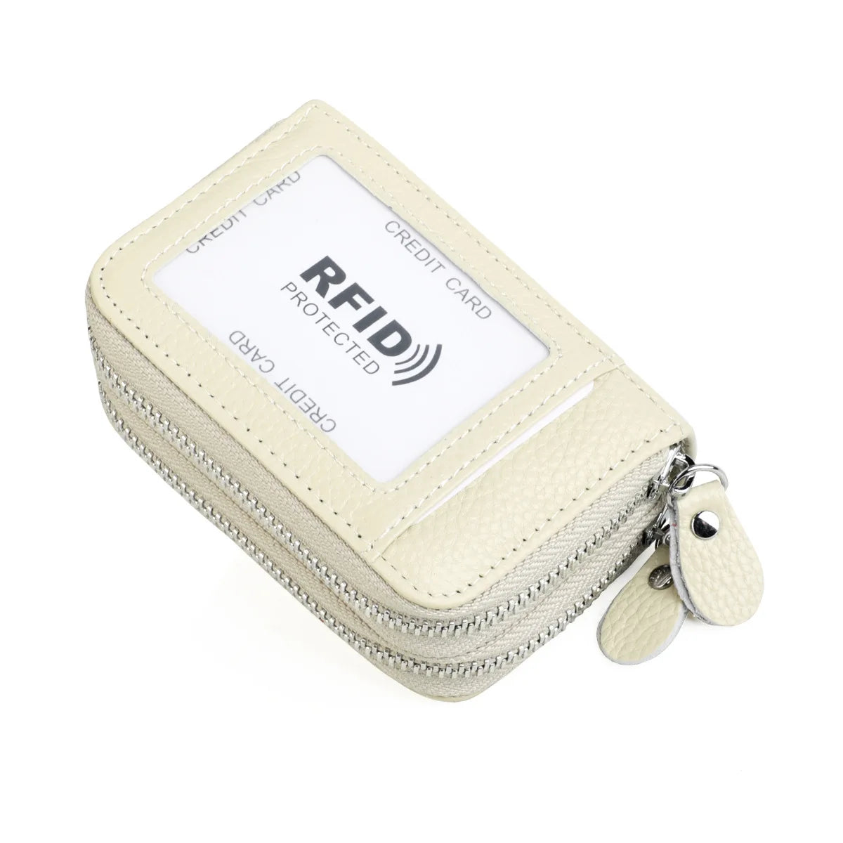RFID Blocking Fashion Women Card Holder Genuine Leather Double Zipper Large Capacity Female Wallet Purse | Kimlud Mid...