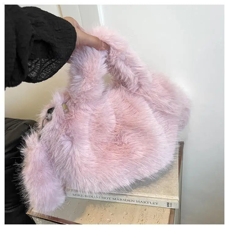 1 Pcs New Ladies Crossbody Large-capacity Plush Bag Handbag Imitation Fur Women's New Banquet Party Handbags Cute Bucket Bag