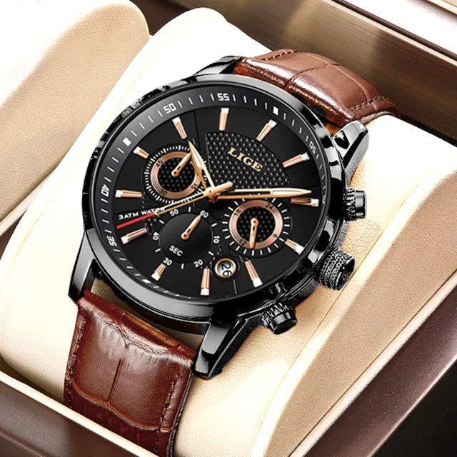 LIGE Fashion Automatic Date Men Quartz Watches Top Brand Luxury Male Clock Chronograph Sport Mens Wrist Watch Relogio Masculino