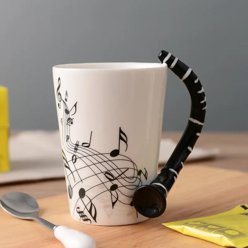 Novelty Music Note Cup Ceramic Guitar Coffee Mugs Personality Tea/Milk/Juice/Lemon Water Bottle Christmas Birthday Gift...