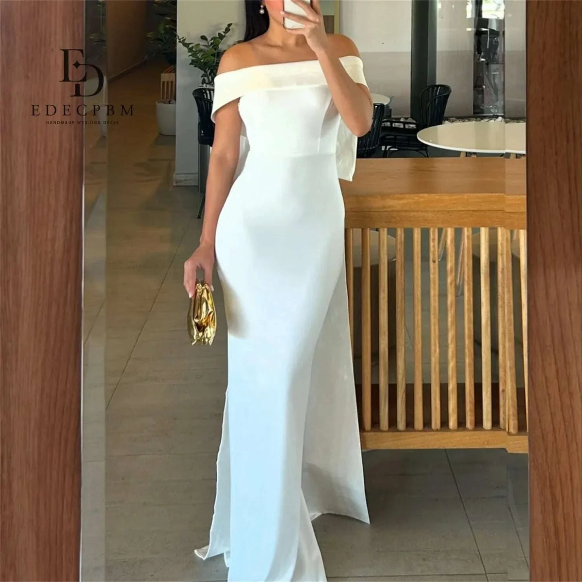 EDECPBM Mermaid Women Evening Dresses for Special Occasions Off-shoulder Long Prom Dresses 2025 Satin Customized Party Dress