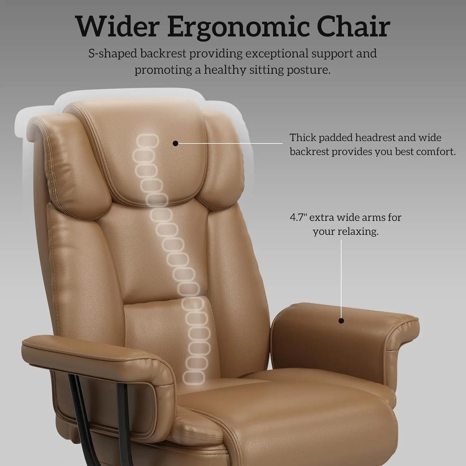 Criss Cross Chair with Wheels, 160°Big and Tall Reclining Office Desk Chair with High Back, Wide Seat, Arms, Footrest, Brown - Kimlud