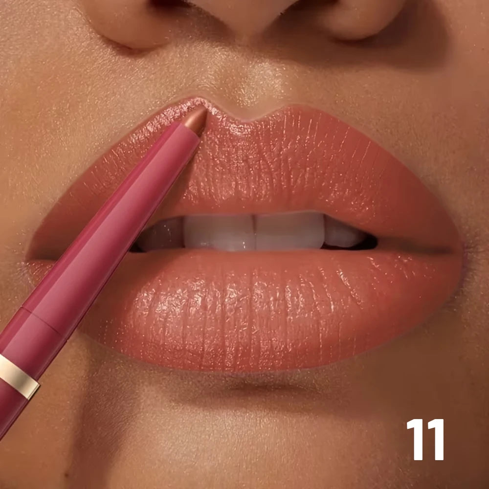 High Pigment Matte Nude Lip Liner Pencil, Waterproof Long Wear Smooth Retractable Lip Contour Makeup - Kimlud