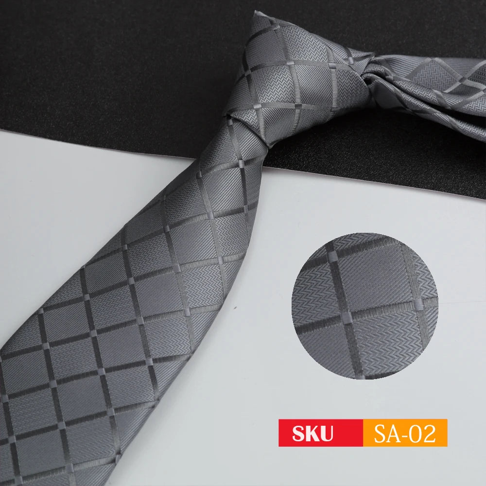 Luxury 8CM Mens Ties Necktie Solid Twill Stripes Plaids Ties For Man Groom Neck Tie For Business Party