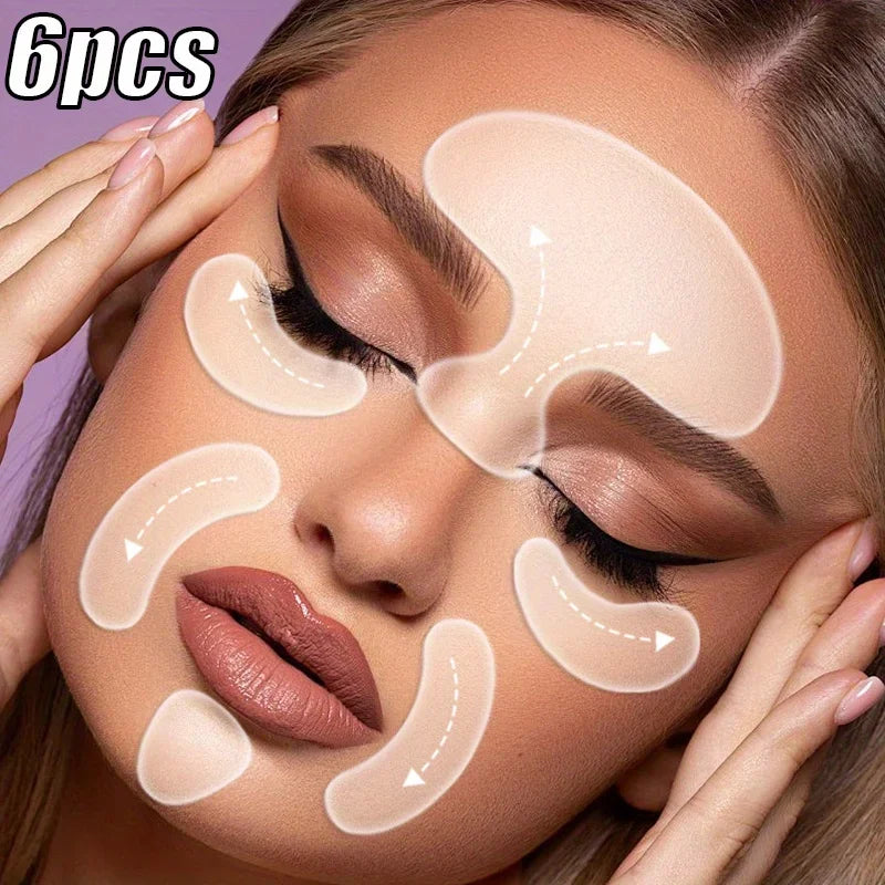 6PCS Reusable Silicone Anti-Wrinkle Pad Face Forehead Neck Hand Care Skin Lifting Tool Sticker Pad Anti-Wrinkle Aging Patch