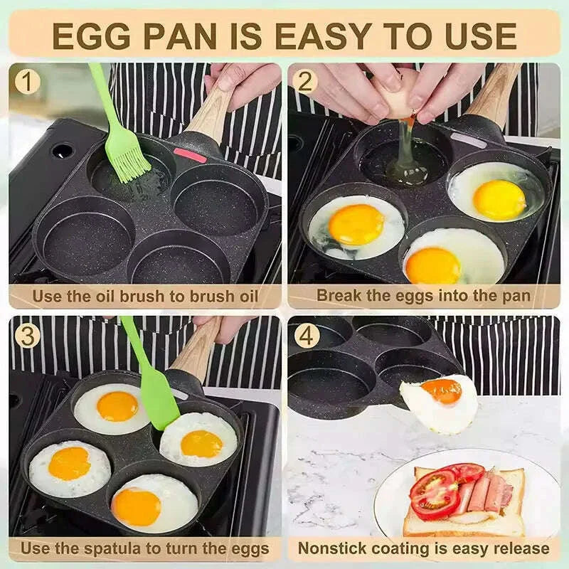 2/4-Hole Egg Frying Pan Non-stick Omelet Pan Egg Pancake Steak Pan Cooking Egg Ham Pans Breakfast Maker Egg Cooker Pan