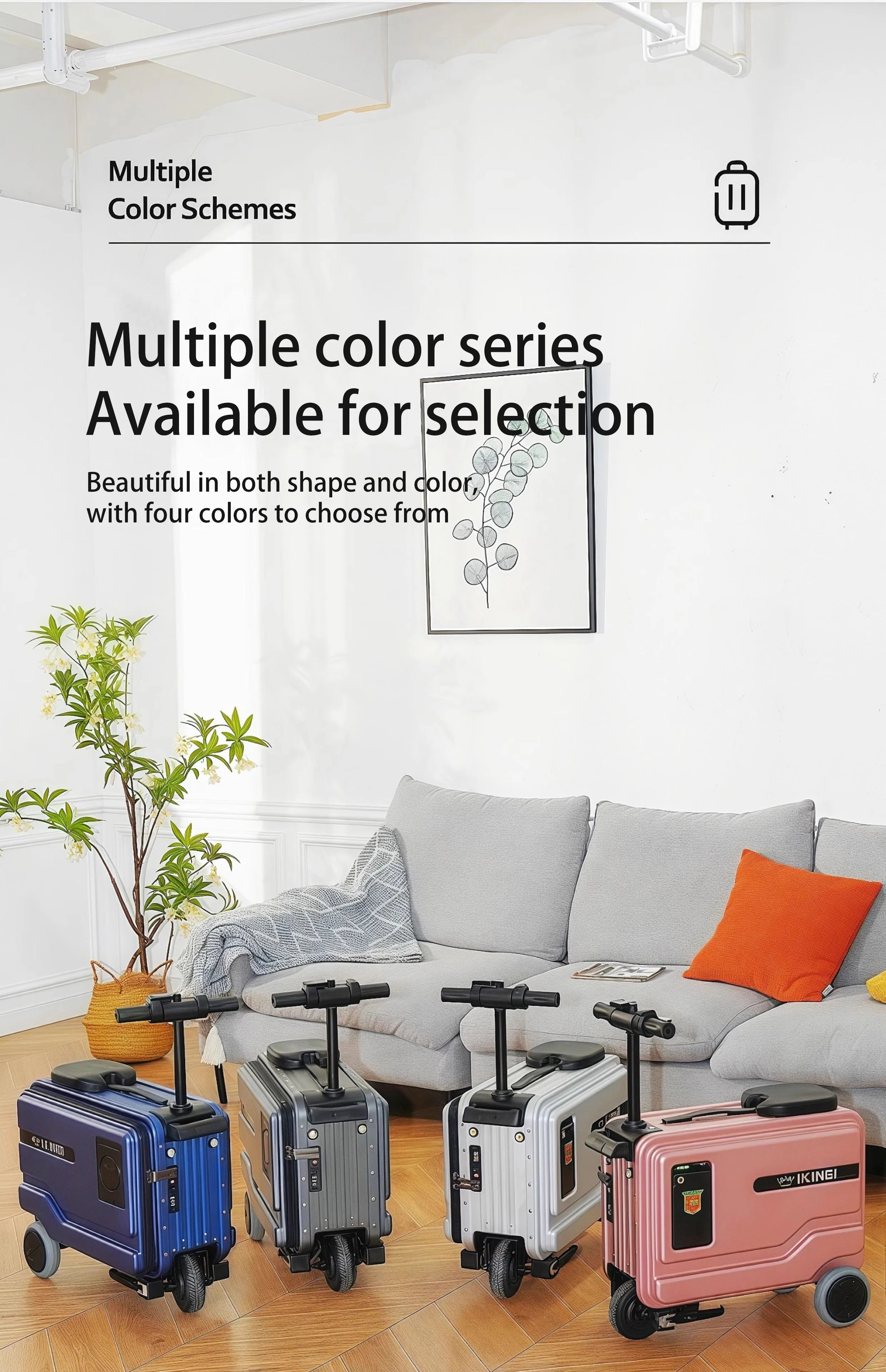 Deluxe Electric Scooter Luggage Children's Cabin Portable Smart Luggage Comfortable Seat Silver Trolley Multipurpose Bag...