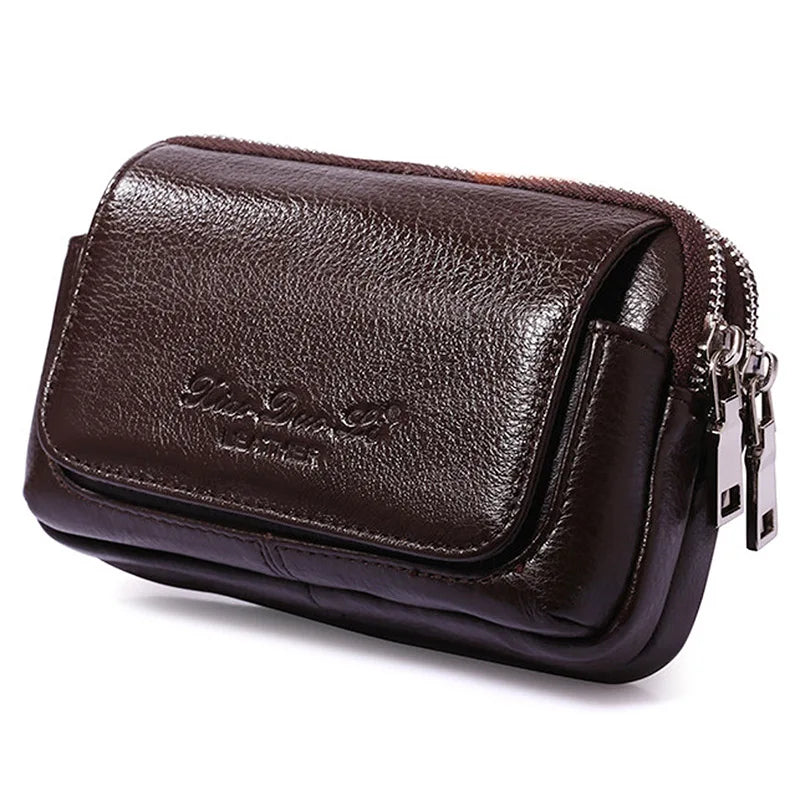 High Quality Men Genuine Leather Waist Pack Bag Coin Cigarette Purse Pocket Pouch Belt Bum Cell/Mobile Phone Case Fanny...