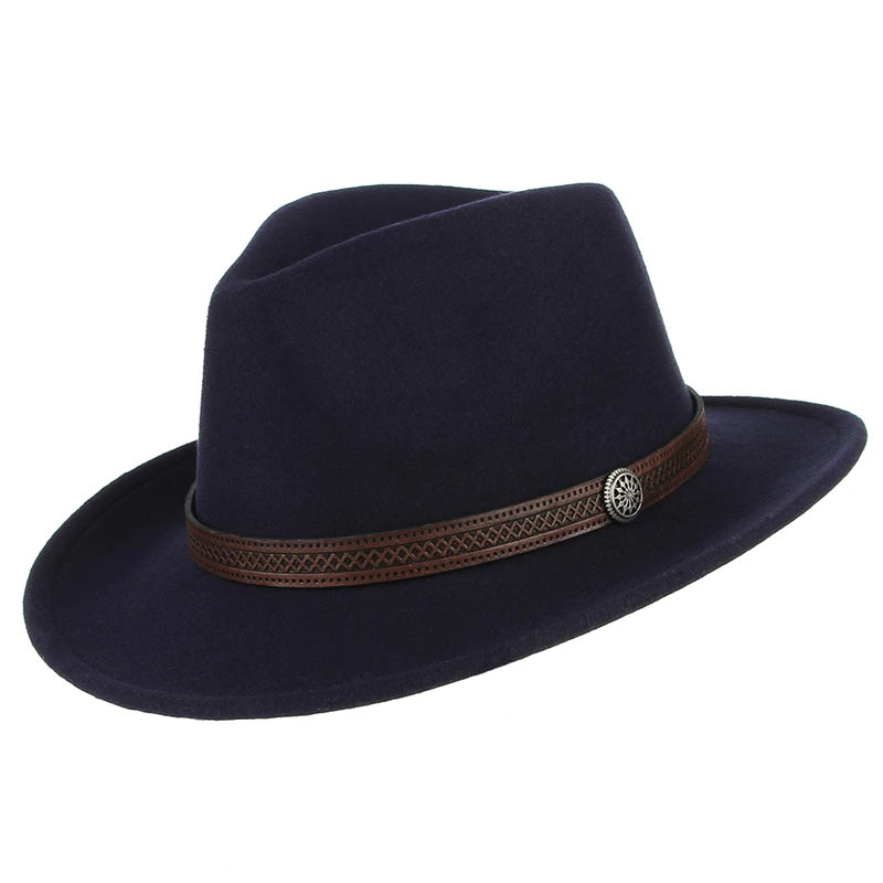 Autumn Winter Western Cowboy Hat for Men Women Wide Brim Fedora Jazz Hats Cowgirl Hat with Belt | Kimlud Outdoor Mid...