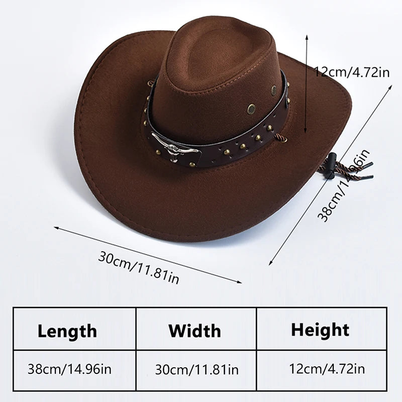 Artificial Suede Western Cowboy Hats Vintage Big-edge Gentleman Cowgirl Jazz Hat Holidays Party Cosplay Hat | Kimlud Mid...