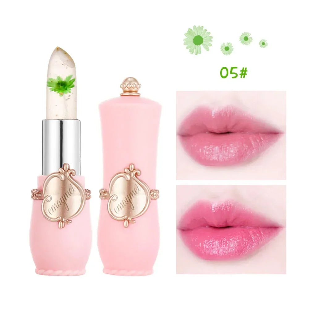 Jelly Dried Flower Color Changing Lip Balm Transparent Moisturizing Make Up Lipstick Repair Dry Cracks for Lips Care Lipgloss