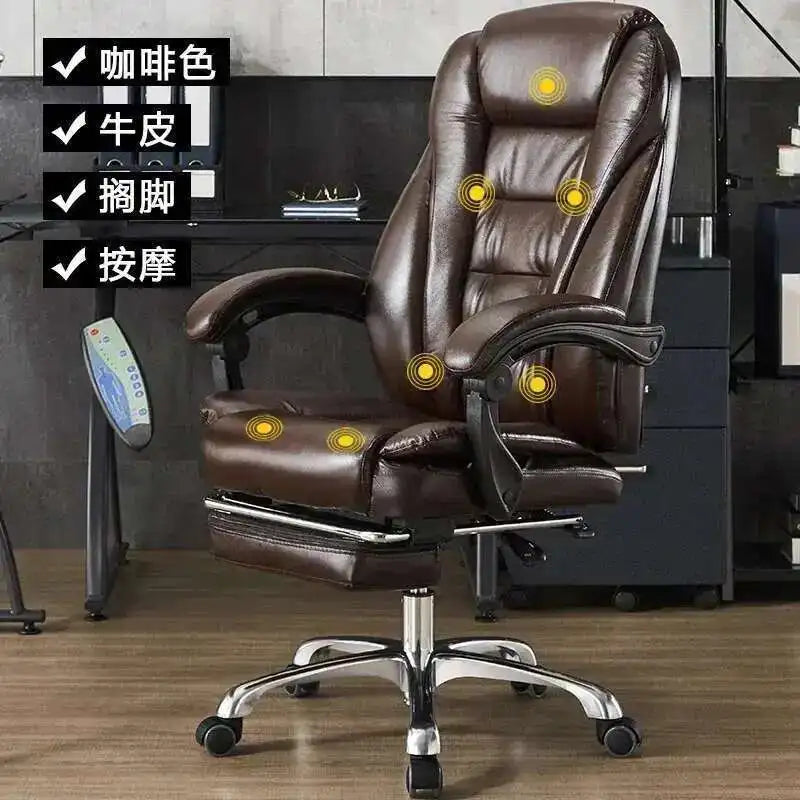 Executive Seat Office Chair Leather Study Wheels Modern Hand Relax Armchairs Library Fashion Cadeira Presidente Office Furniture - Kimlud