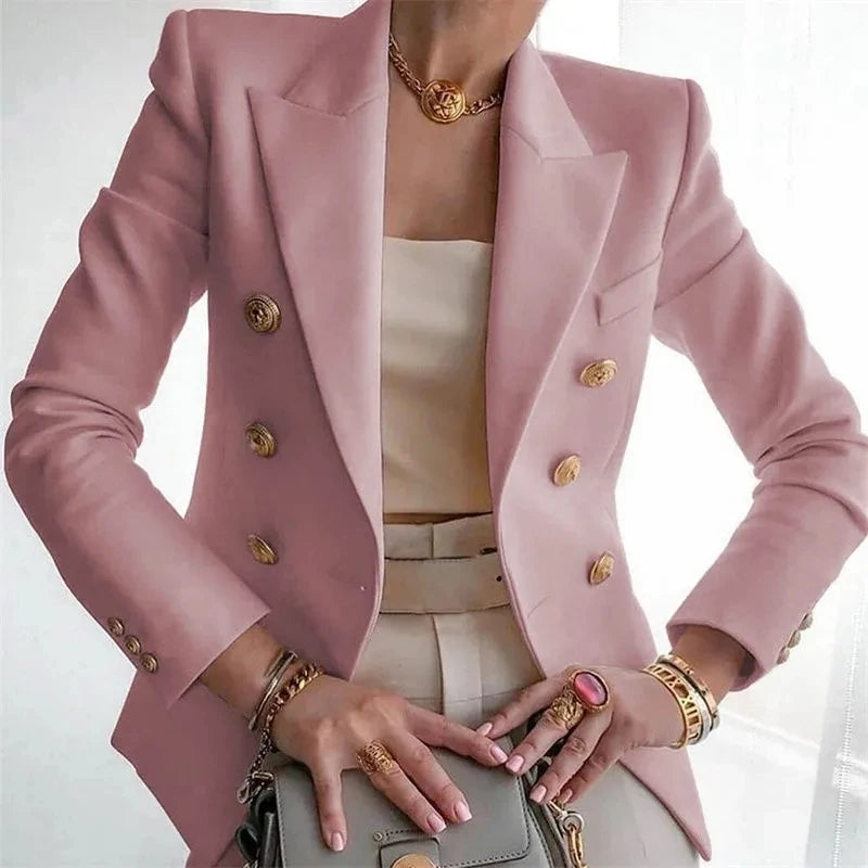 Women's Small Blazer Jacket 2025 Spring Autumn Casual Office Elegant Ladies Suit Coat High-end Double-breasted Lady Outerwear