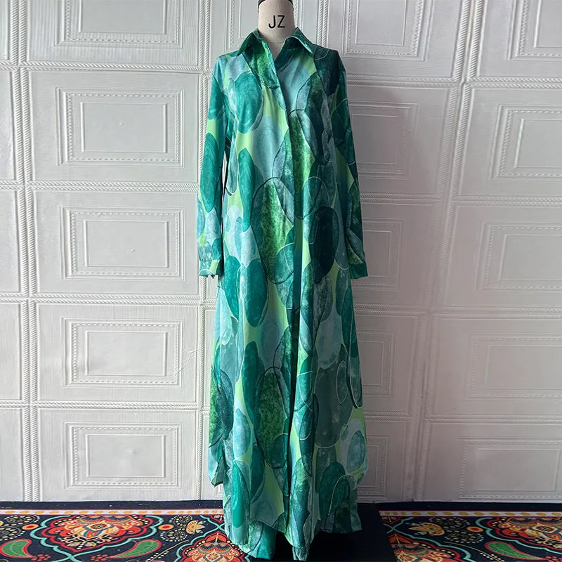 Women Two Pieces Pant Sets Print Cardigan Long Shirts Loose V Neck Button Shirt Spliced Casual Wide Leg Pants Suits Lady