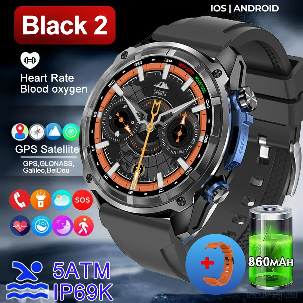 NEW 2025 GPS Smart Watch with Offline Maps 4GB Memory Video Player Military Sports Smartwatch Men 30m Swimming Waterproof AMOLED