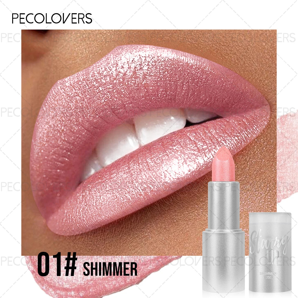 1pc Sparkling Pearlescent Lipstick, Long-Lasting, Shimmering Glitter Finish, Ideal for Music Festivals & All Skin Types...
