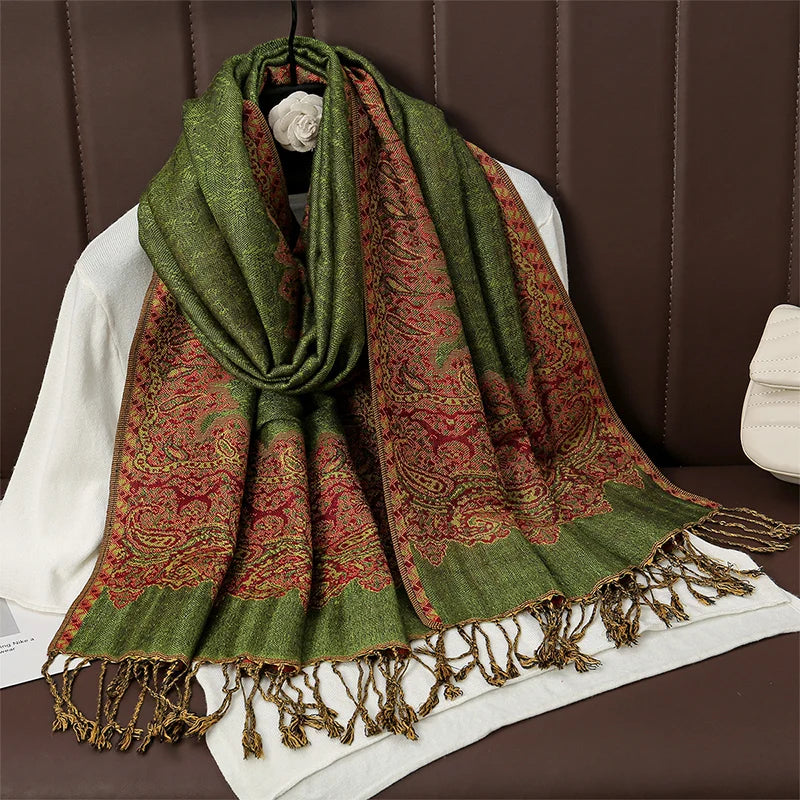 Luxury Brand Autumn Cashmere Pashmina Shawl Lady Wrap Warm Winter Scarves Design Print Female Foulard Cotton Stoles...