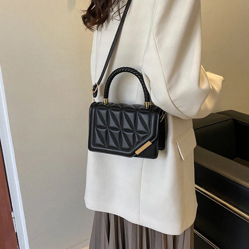 2024 New Fashion Shoulder Bag Plaid PU Leather Ladies Handbags Designer Crossbody Bags For Women - Kimlud
